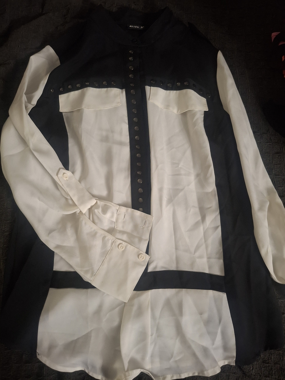 Allen B. By Allen Schwartz Black and White Stud-Trim Blouse Jacket